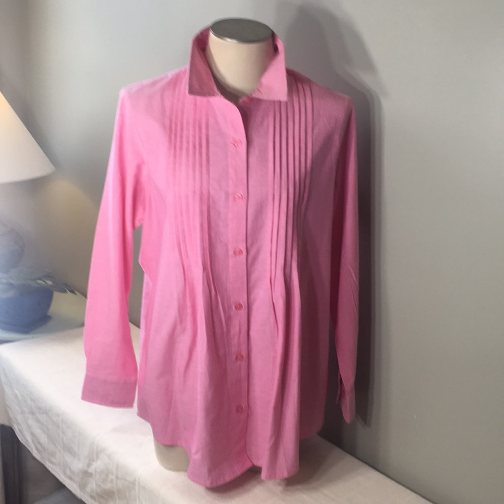 Tailored Shirt Dress Pleated Front LS  100% Cotton